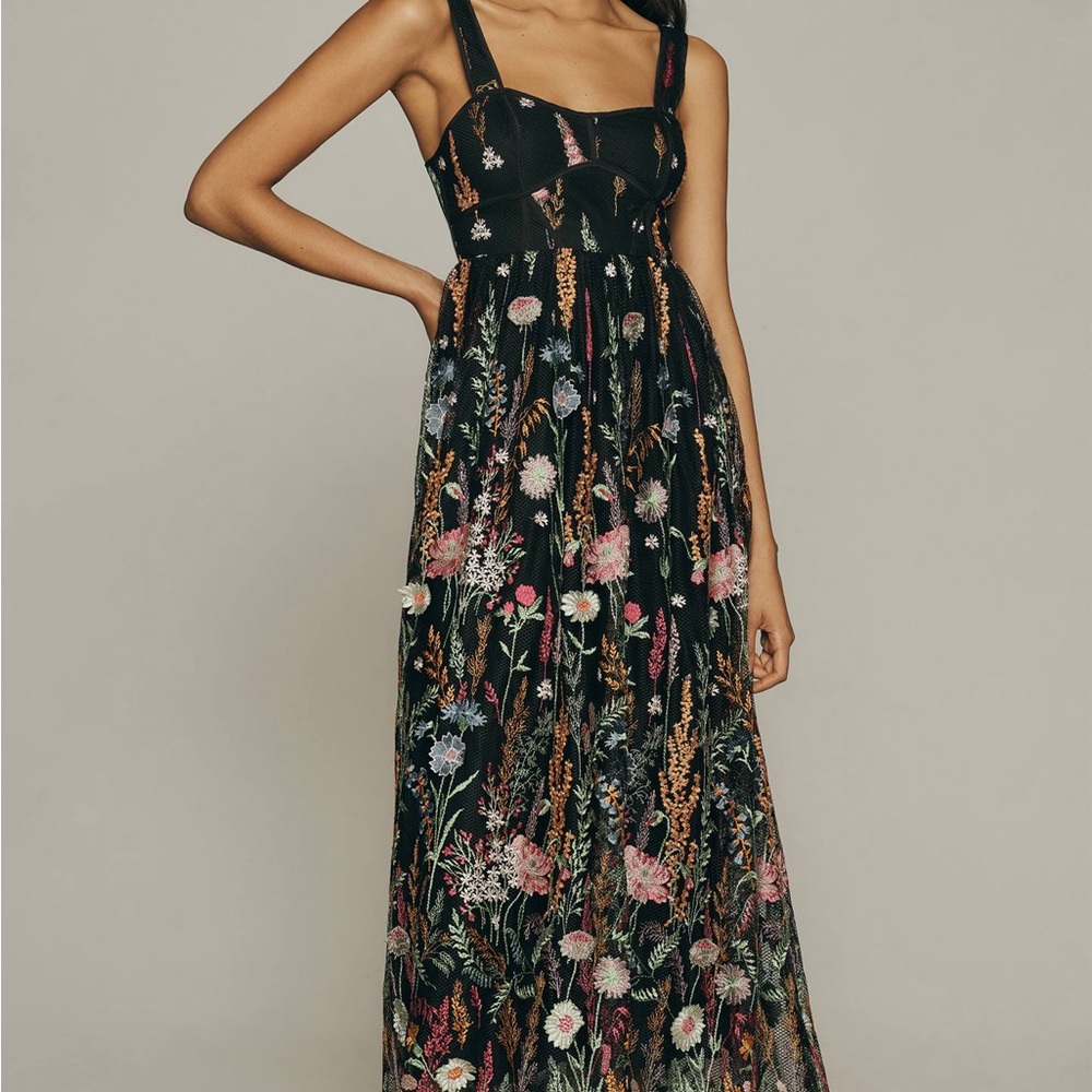 Anthropologie Black Maxi Dress with Floral Embroidery. Make me an offer!